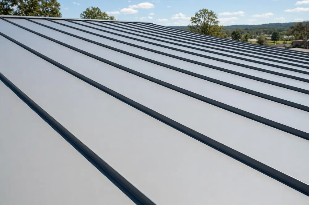 New standing seam metal roof with smooth panels — the fixed result