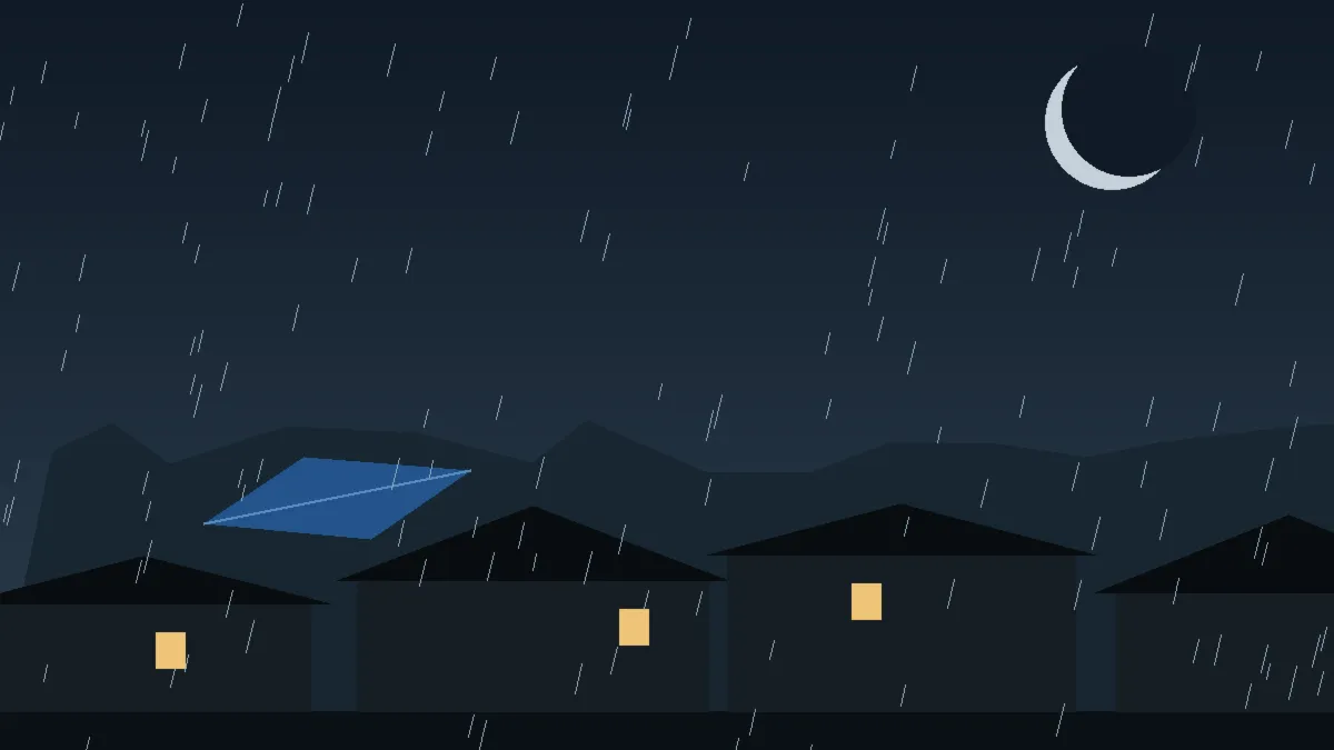 Emergency Hail Damage Roof Repair & Replacement Bethune, CO — night rain on a damaged roof in Bethune, Colorado