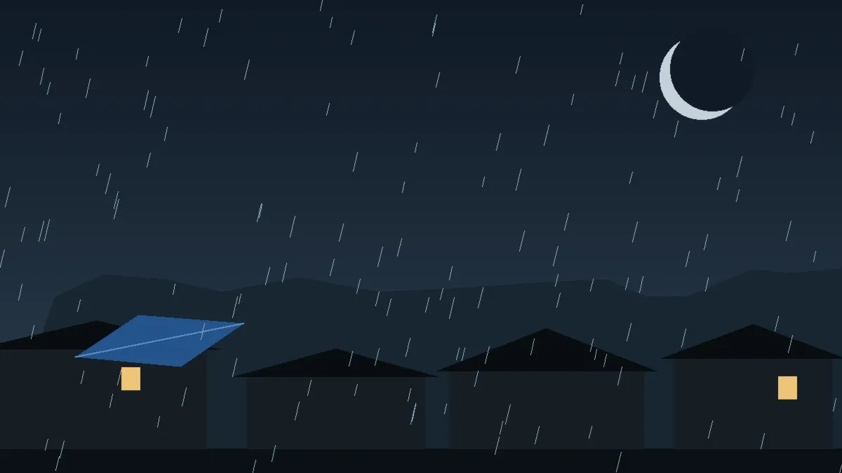 Emergency Hail Damage Roof Repair & Replacement Boulder, CO — night rain on a damaged roof in Boulder, Colorado