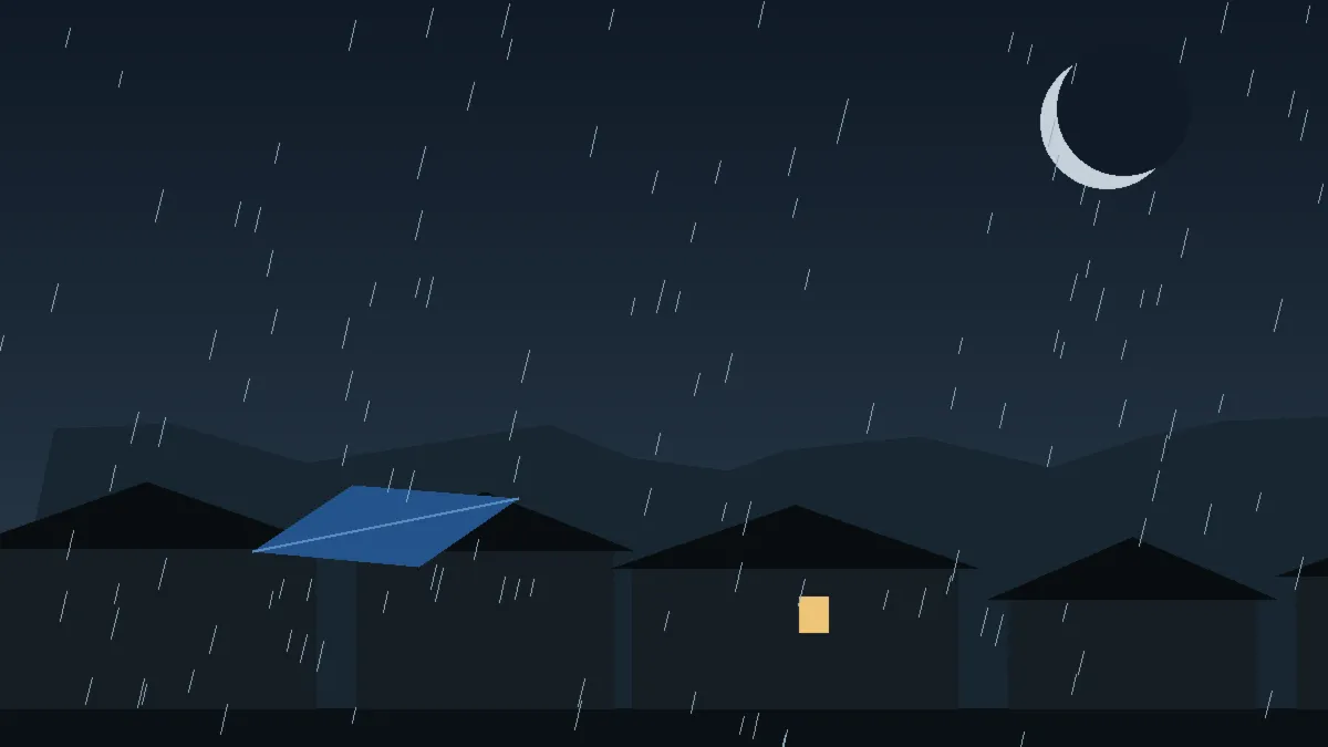 Emergency Hail Damage Roof Repair & Replacement Dacono, CO — night rain on a damaged roof in Dacono, Colorado