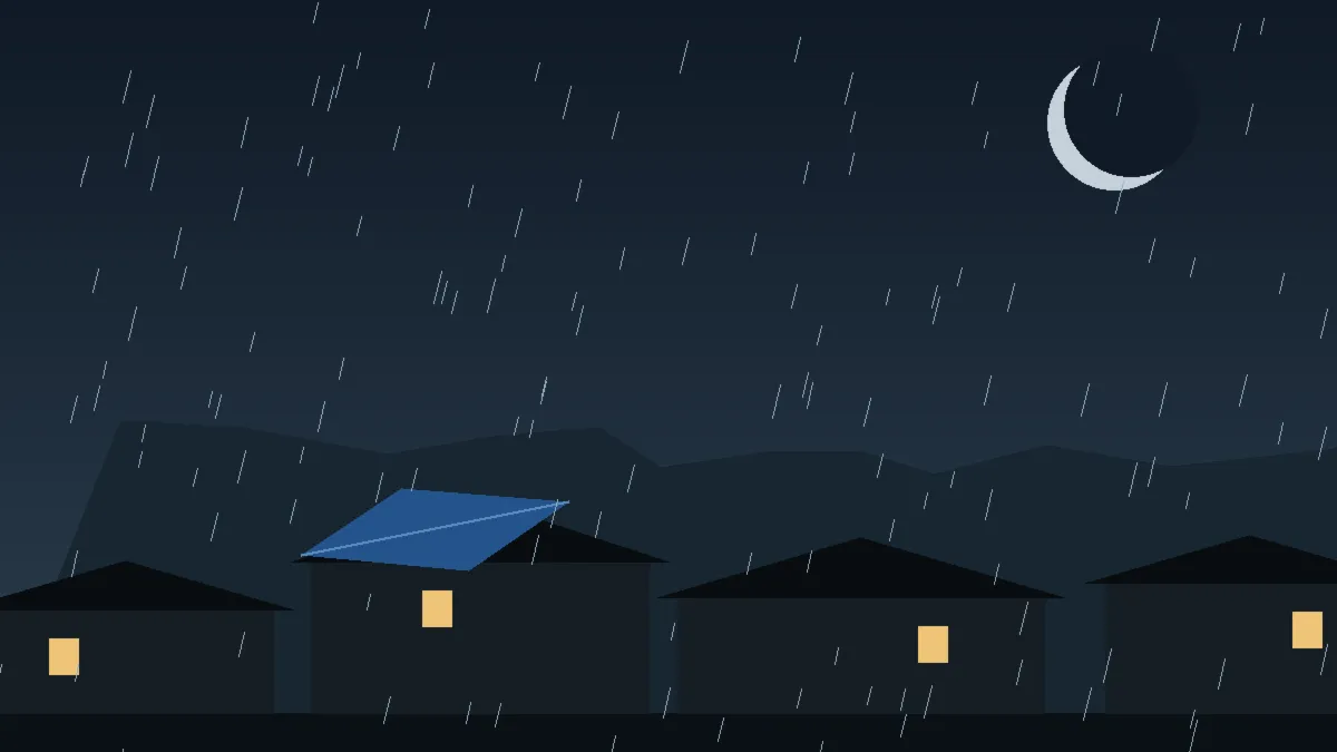 Emergency Hail Damage Roof Repair & Replacement Deer Trail, CO — night rain on a damaged roof in Deer Trail, Colorado