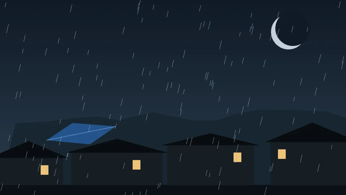 Emergency Hail Damage Roof Repair & Replacement Elbert, CO — night rain on a damaged roof in Elbert, Colorado