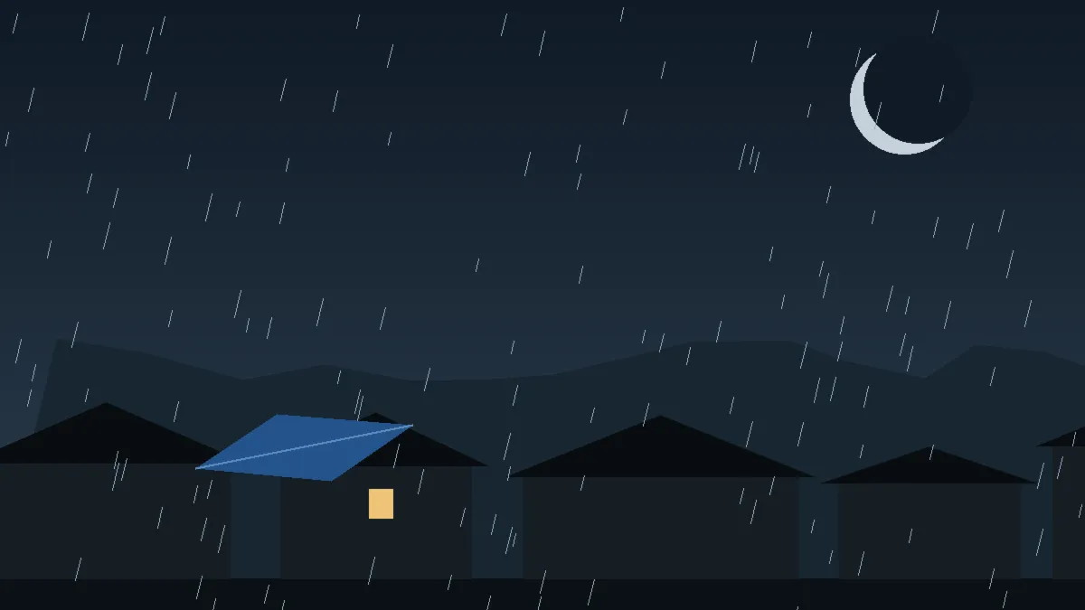 Emergency Hail Damage Roof Repair & Replacement Haswell, CO — night rain on a damaged roof in Haswell, Colorado