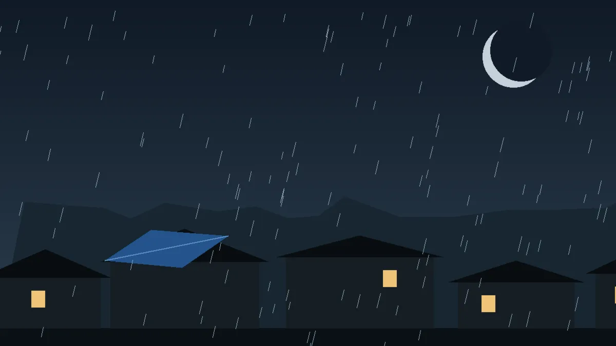 Emergency Hail Damage Roof Repair & Replacement Hereford, CO — night rain on a damaged roof in Hereford, Colorado