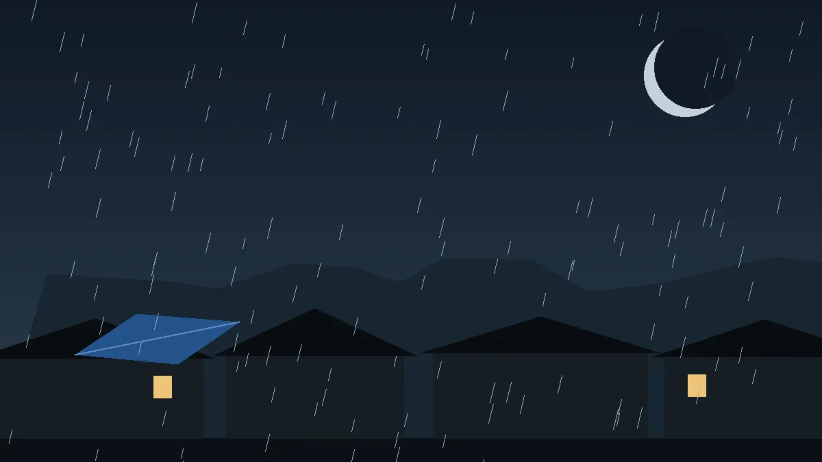 Emergency Hail Damage Roof Repair & Replacement Limon, CO — night rain on a damaged roof in Limon, Colorado