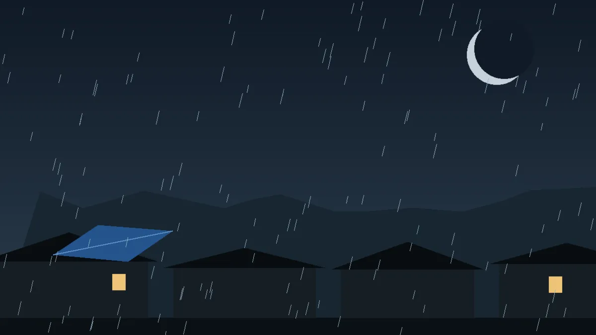 Emergency Hail Damage Roof Repair & Replacement Lone Tree, CO — night rain on a damaged roof in Lone Tree, Colorado