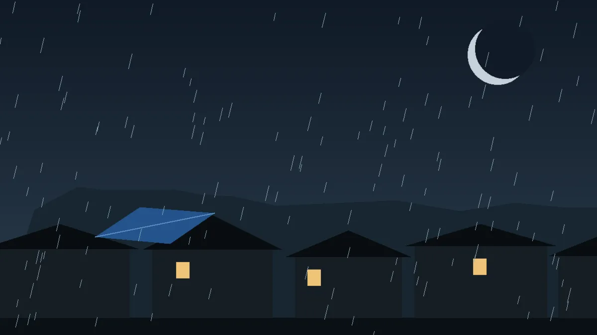 Emergency Hail Damage Roof Repair & Replacement Naturita, CO — night rain on a damaged roof in Naturita, Colorado
