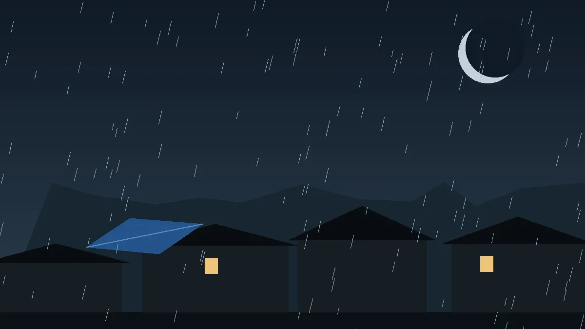 Emergency Hail Damage Roof Repair & Replacement Seibert, CO — night rain on a damaged roof in Seibert, Colorado