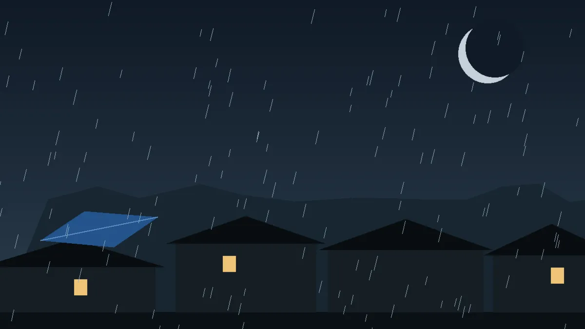 Emergency Hail Damage Roof Repair & Replacement Somerset, CO — night rain on a damaged roof in Somerset, Colorado