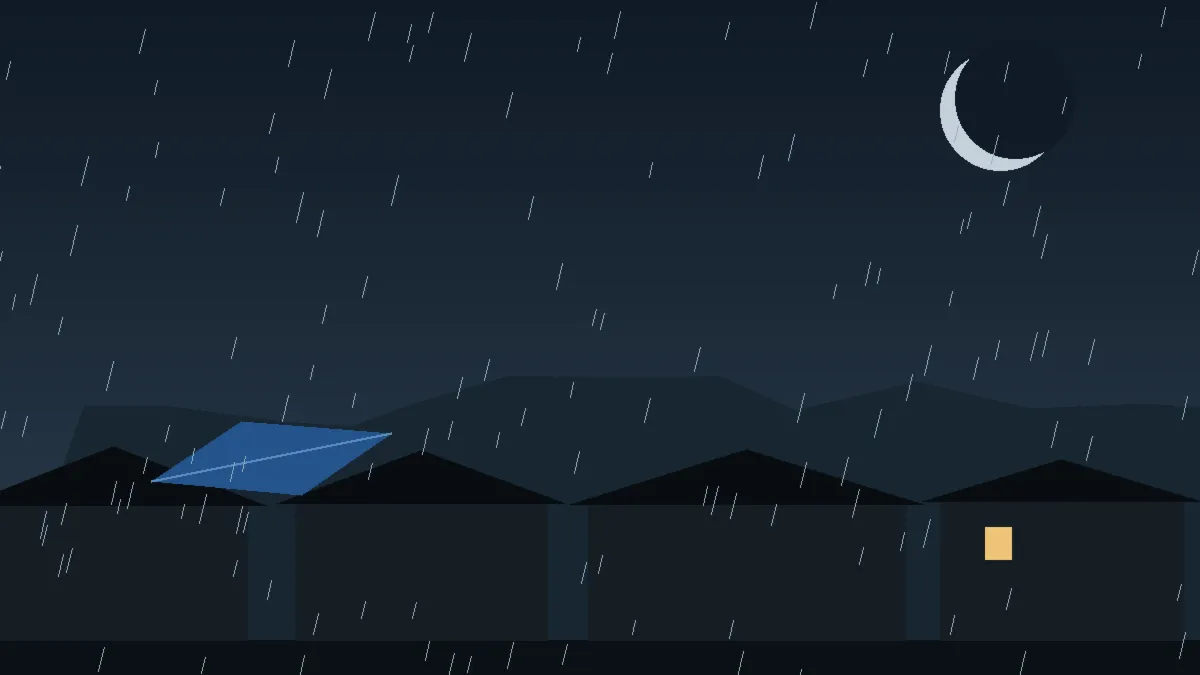 Emergency Hail Damage Roof Repair & Replacement Tabernash, CO — night rain on a damaged roof in Tabernash, Colorado