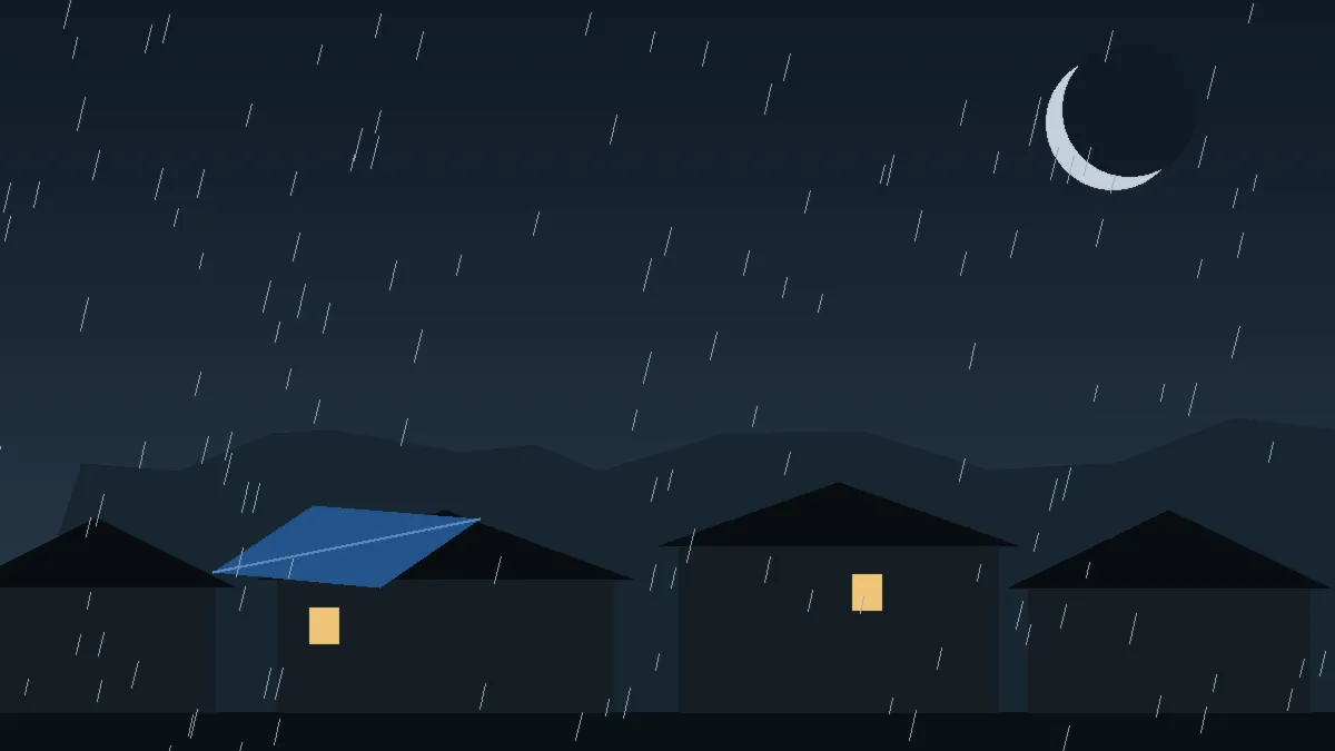 Emergency Hail Damage Roof Repair & Replacement Watkins, CO — night rain on a damaged roof in Watkins, Colorado