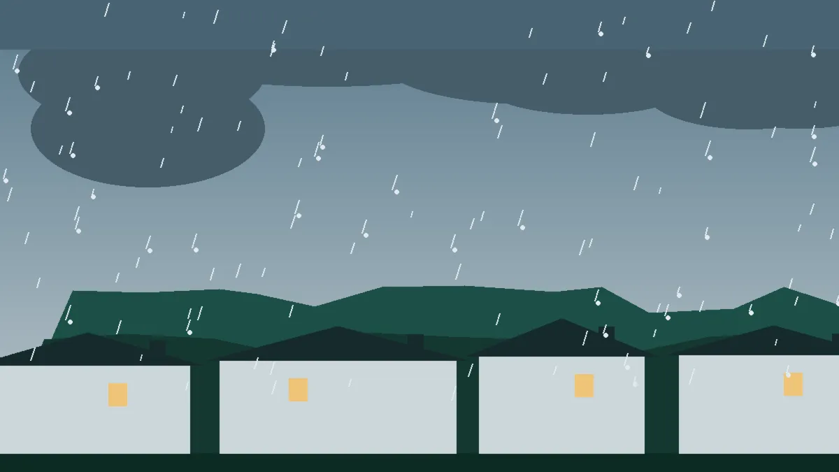 Hail Damage Roof Repair & Replacement Akron, CO — storm light over rooftops in Akron, Colorado