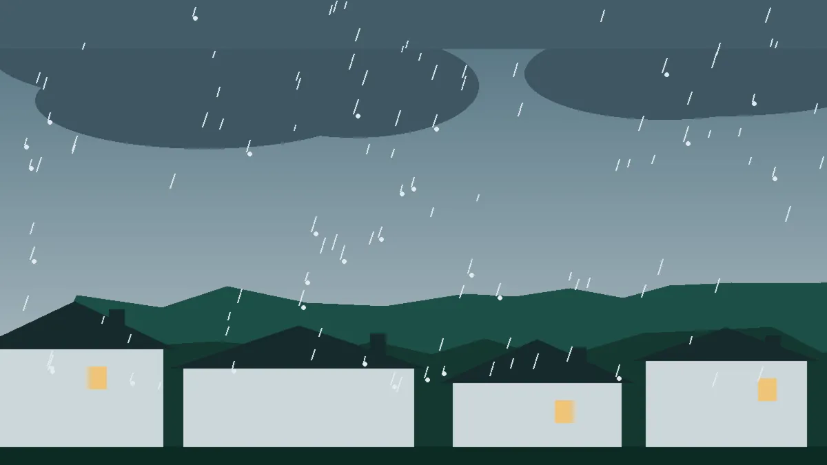 Hail Damage Roof Repair & Replacement Allenspark, CO — storm light over rooftops in Allenspark, Colorado