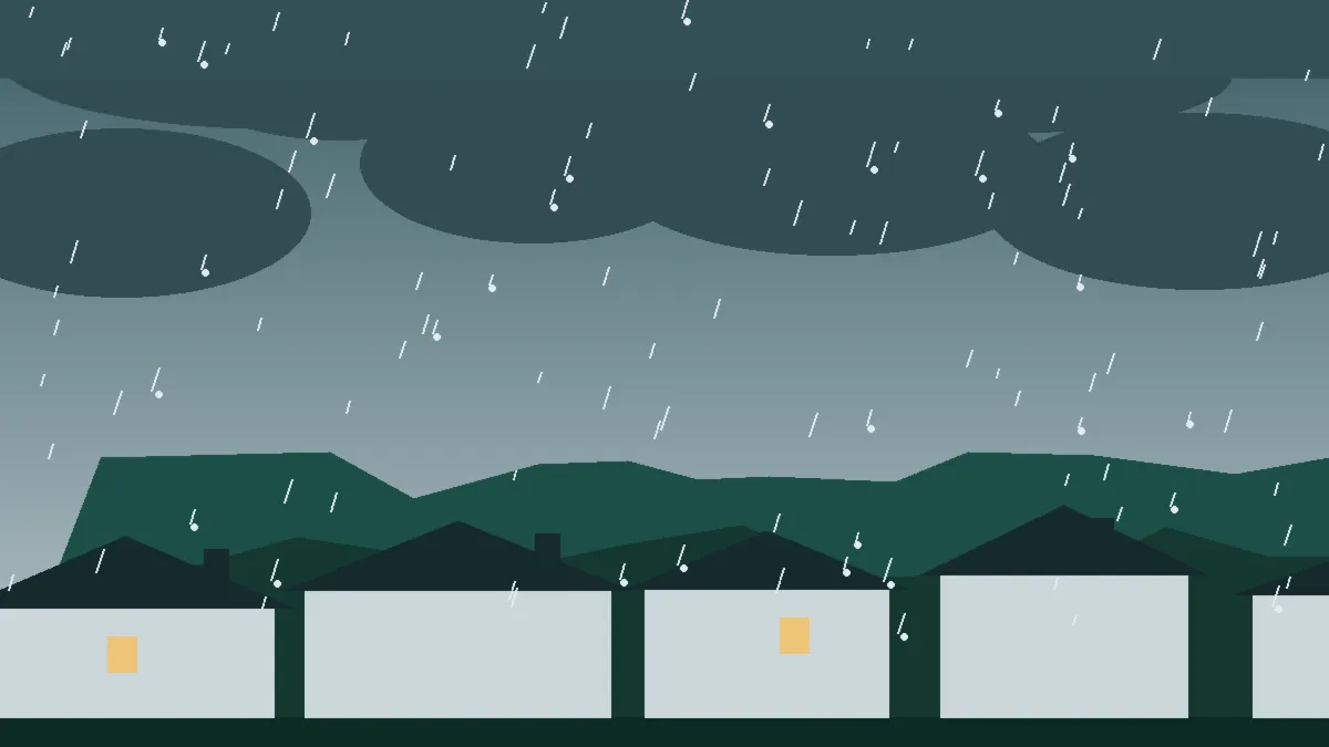 Hail Damage Roof Repair & Replacement Almont, CO — storm light over rooftops in Almont, Colorado