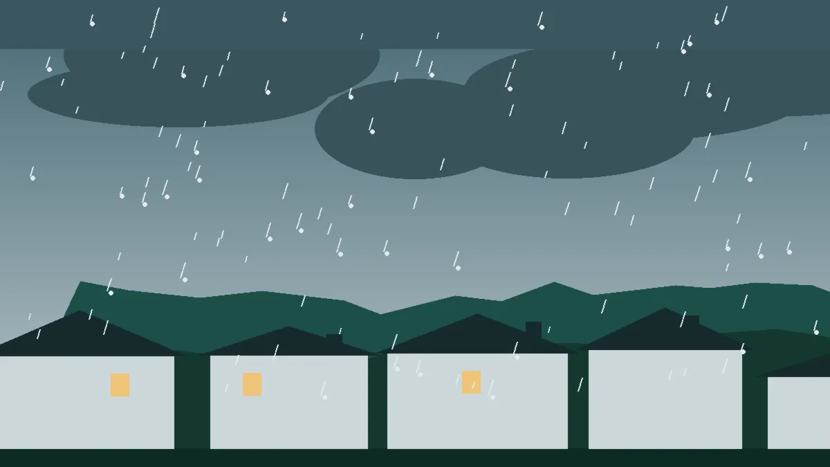 Hail Damage Roof Repair & Replacement Arlington, CO — storm light over rooftops in Arlington, Colorado
