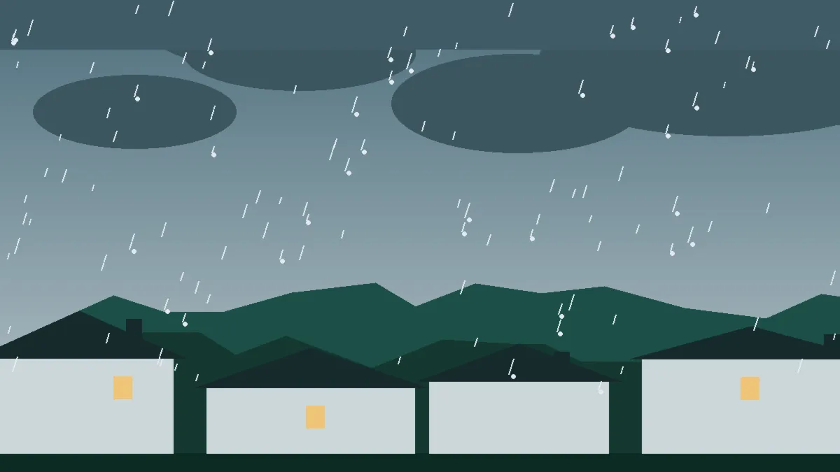Hail Damage Roof Repair & Replacement Arriba, CO — storm light over rooftops in Arriba, Colorado