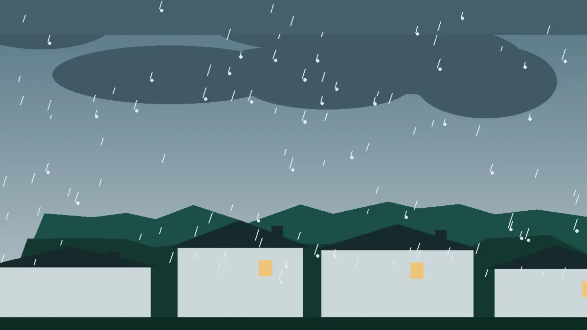 Hail Damage Roof Repair & Replacement Arvada, CO — storm light over rooftops in Arvada, Colorado