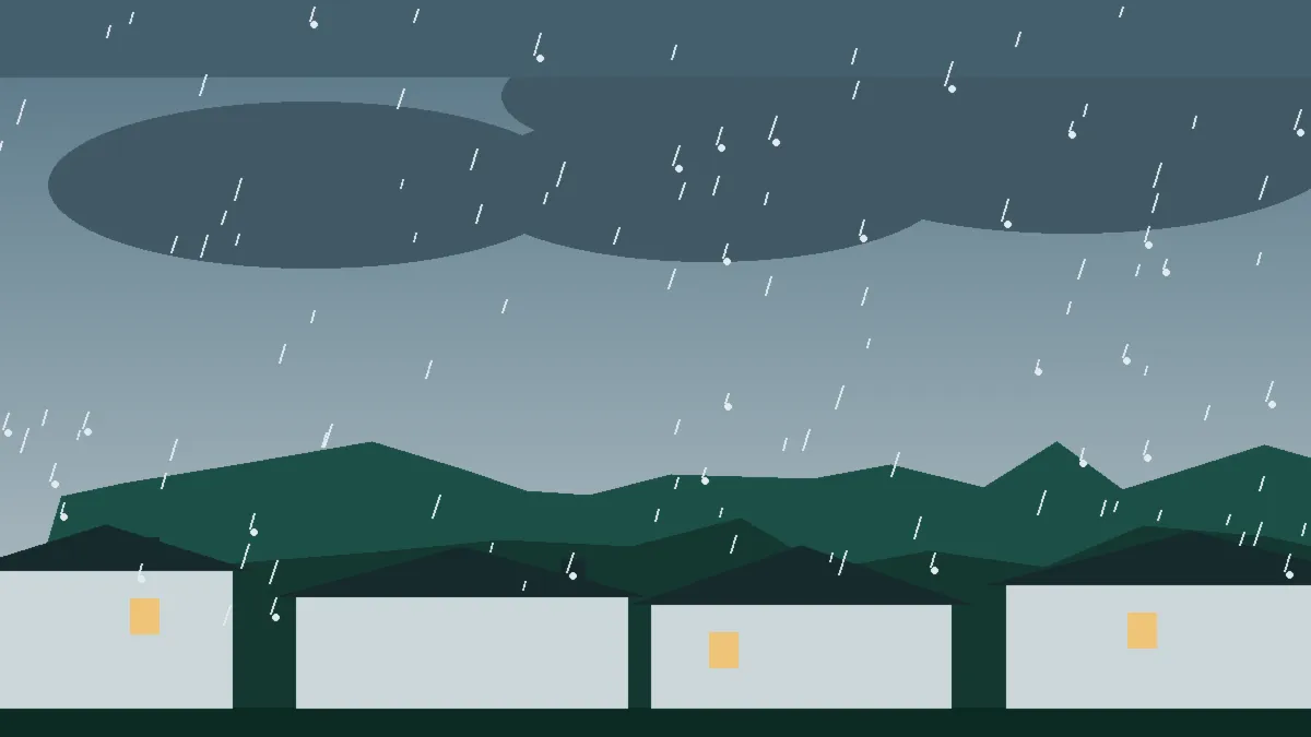 Hail Damage Roof Repair & Replacement Atwood, CO — storm light over rooftops in Atwood, Colorado