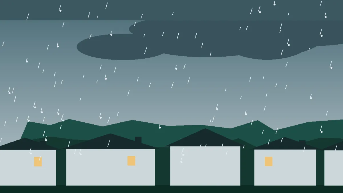 Hail Damage Roof Repair & Replacement Austin, CO — storm light over rooftops in Austin, Colorado