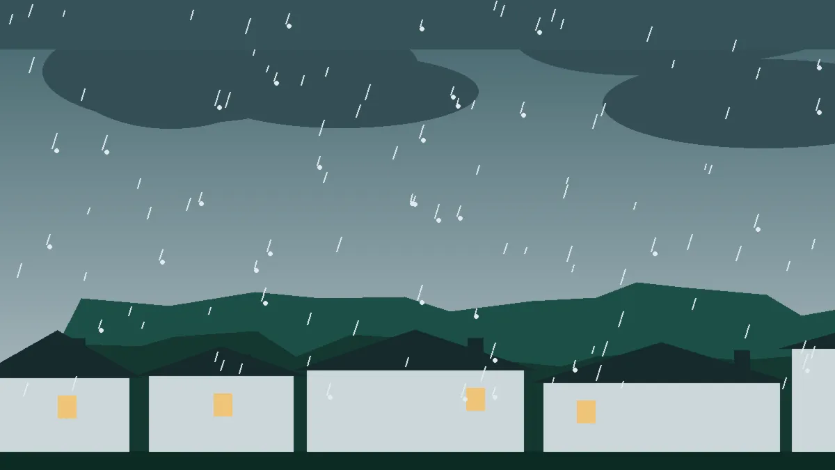 Hail Damage Roof Repair & Replacement Avon, CO — storm light over rooftops in Avon, Colorado