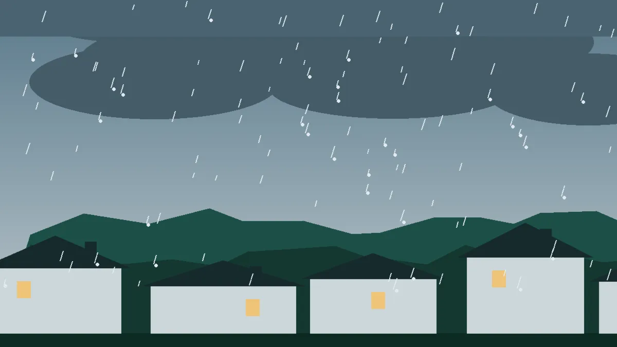 Hail Damage Roof Repair & Replacement Avondale, CO — storm light over rooftops in Avondale, Colorado