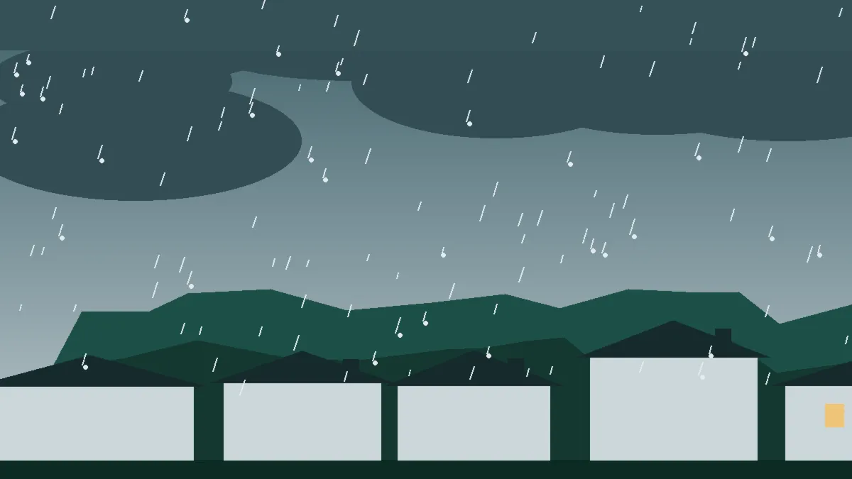 Hail Damage Roof Repair & Replacement Bailey, CO — storm light over rooftops in Bailey, Colorado