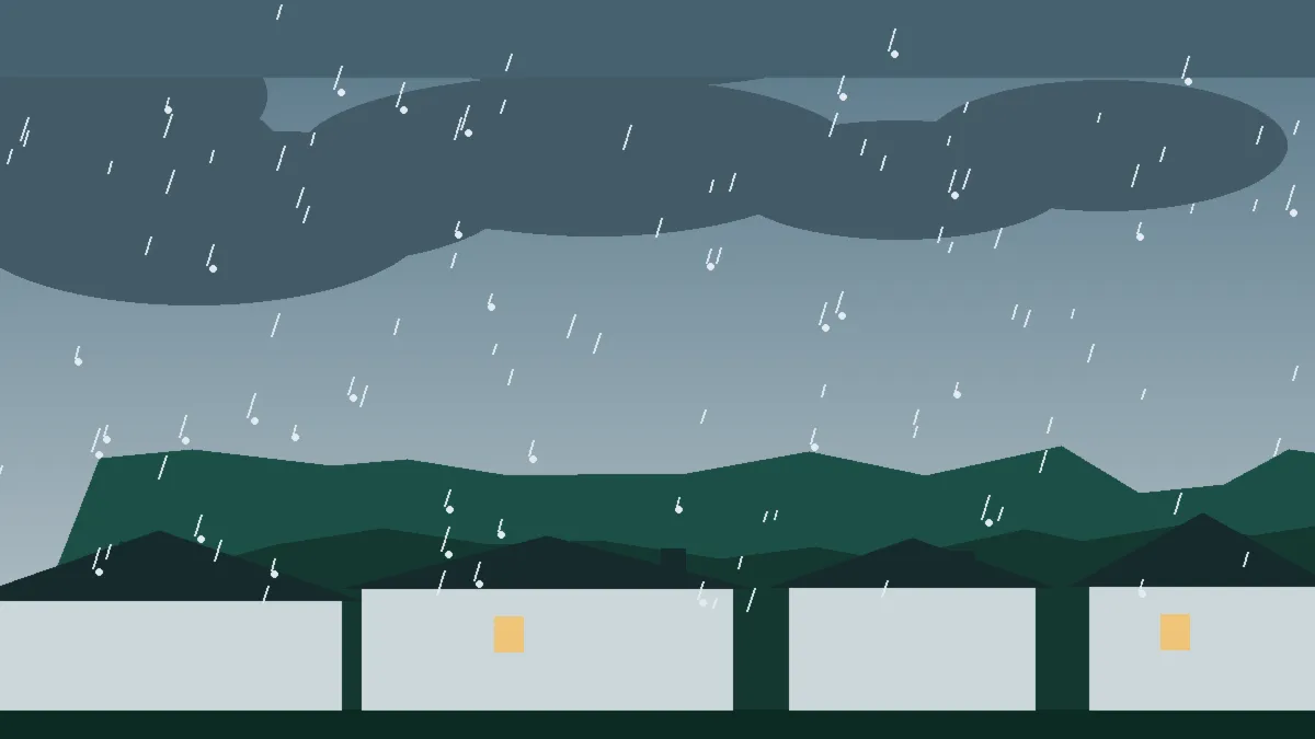 Hail Damage Roof Repair & Replacement Bedrock, CO — storm light over rooftops in Bedrock, Colorado