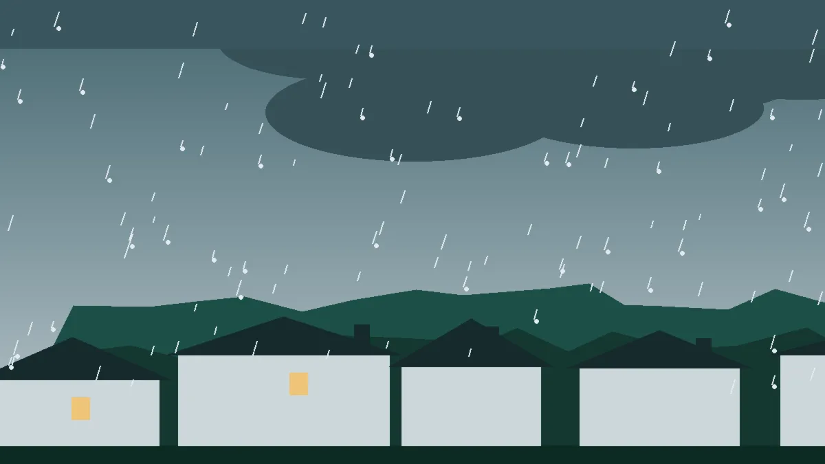 Hail Damage Roof Repair & Replacement Berthoud, CO — storm light over rooftops in Berthoud, Colorado