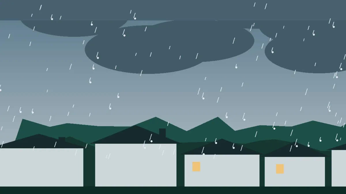 Hail Damage Roof Repair & Replacement Bethune, CO — storm light over rooftops in Bethune, Colorado