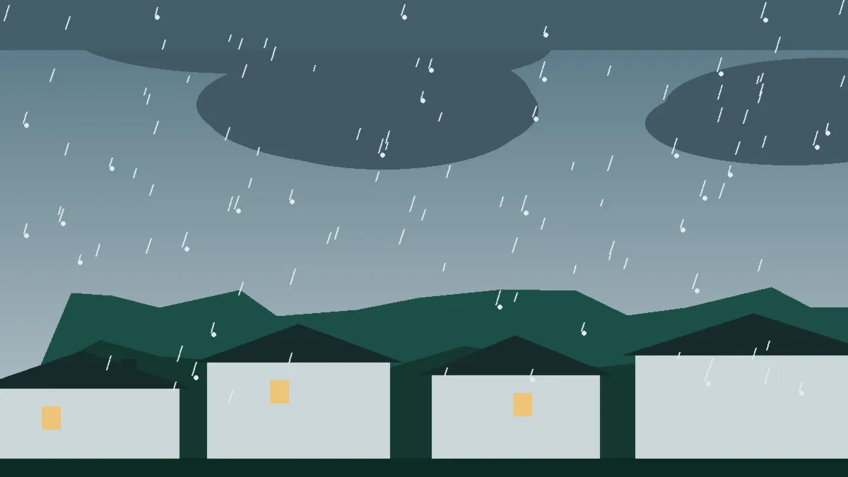 Hail Damage Roof Repair & Replacement Beulah, CO — storm light over rooftops in Beulah, Colorado