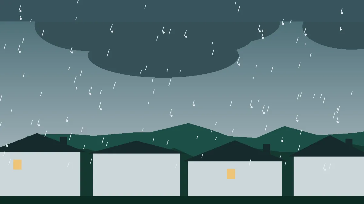 Hail Damage Roof Repair & Replacement Bond, CO — storm light over rooftops in Bond, Colorado