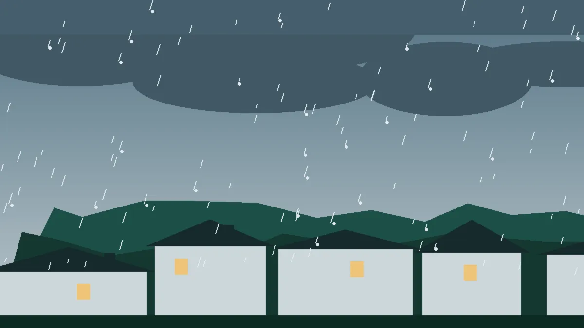 Hail Damage Roof Repair & Replacement Boone, CO — storm light over rooftops in Boone, Colorado