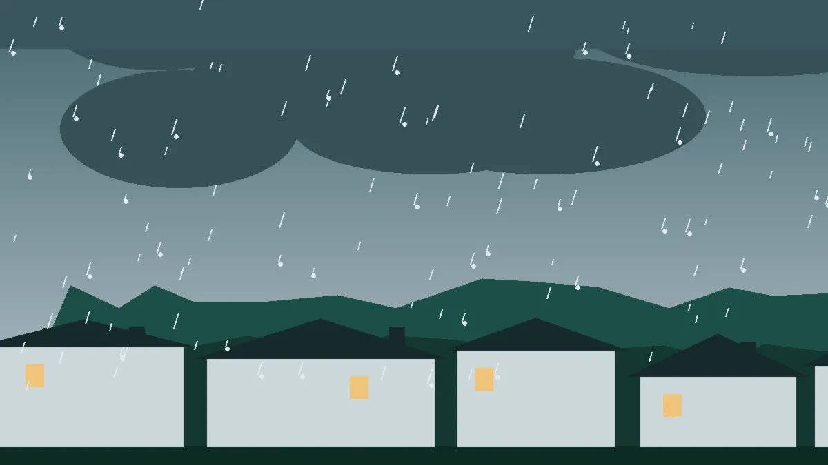 Hail Damage Roof Repair & Replacement Briggsdale, CO — storm light over rooftops in Briggsdale, Colorado