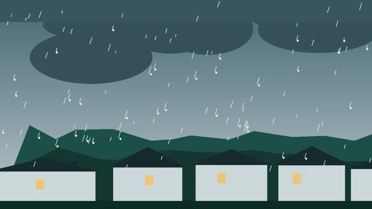 Hail Damage Roof Repair & Replacement Brighton, CO — storm light over rooftops in Brighton, Colorado