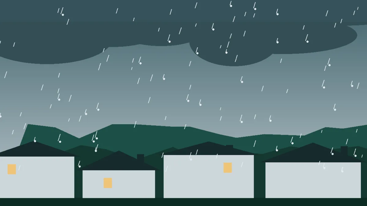 Hail Damage Roof Repair & Replacement Broomfield, CO — storm light over rooftops in Broomfield, Colorado
