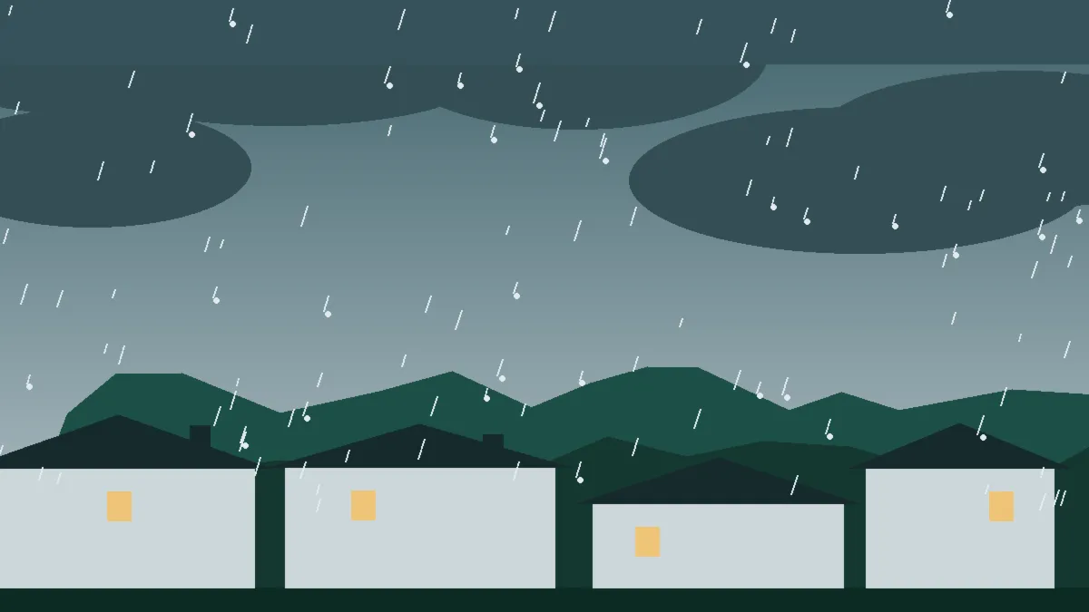 Hail Damage Roof Repair & Replacement Brush, CO — storm light over rooftops in Brush, Colorado