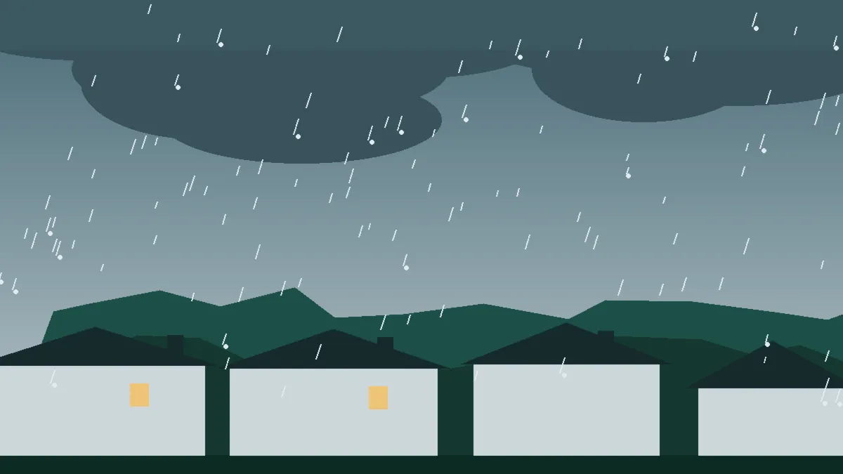 Hail Damage Roof Repair & Replacement Burlington, CO — storm light over rooftops in Burlington, Colorado
