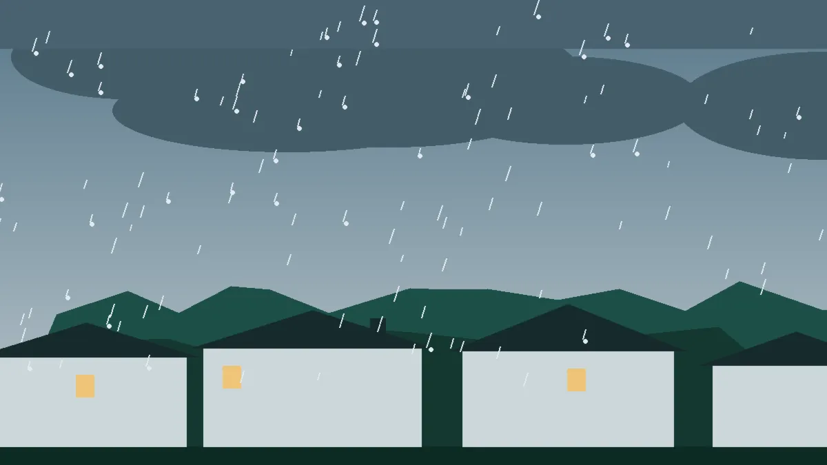 Hail Damage Roof Repair & Replacement Canon City, CO — storm light over rooftops in Canon City, Colorado