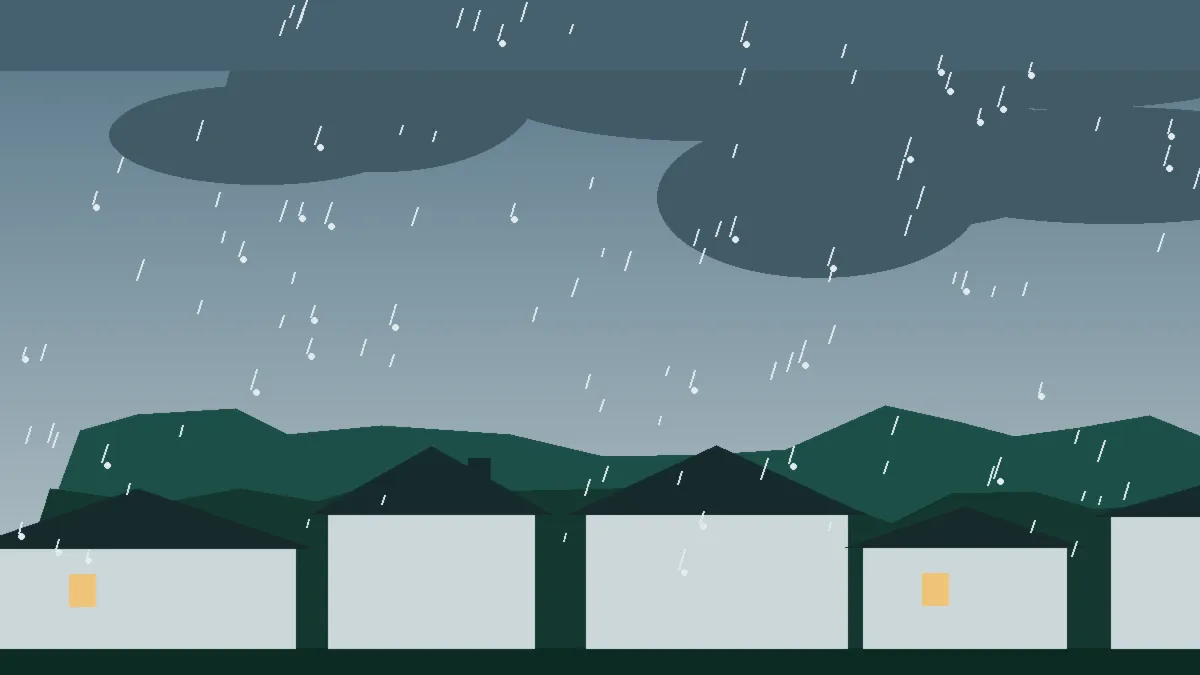 Hail Damage Roof Repair & Replacement Cascade, CO — storm light over rooftops in Cascade, Colorado