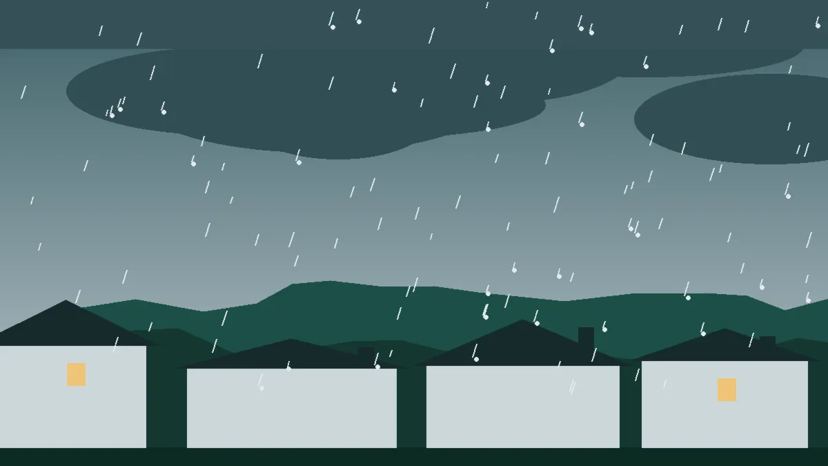 Hail Damage Roof Repair & Replacement Cedaredge, CO — storm light over rooftops in Cedaredge, Colorado