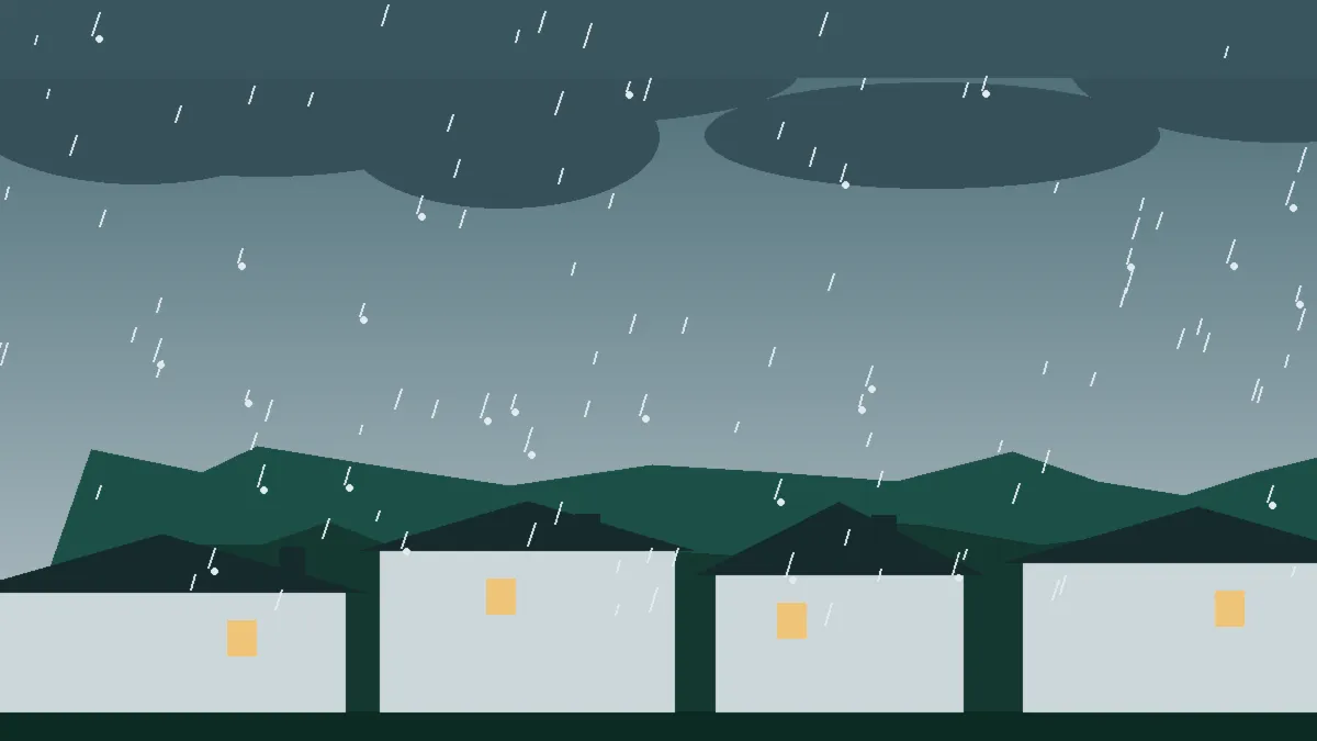 Hail Damage Roof Repair & Replacement Central City, CO — storm light over rooftops in Central City, Colorado