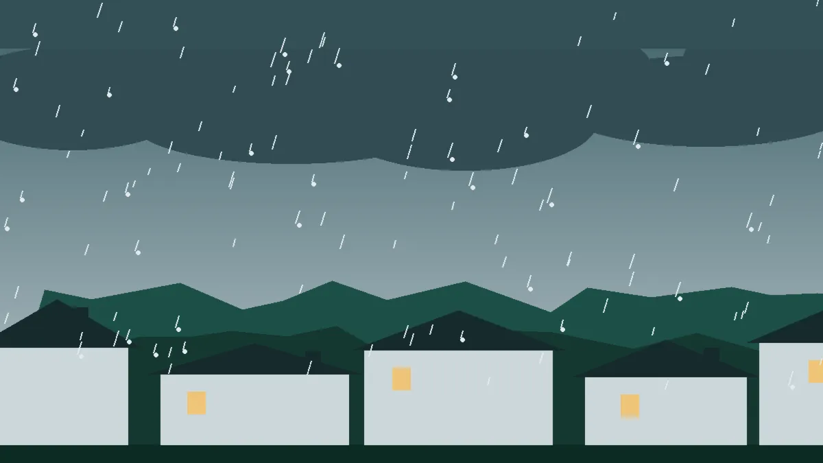 Hail Damage Roof Repair & Replacement Cheraw, CO — storm light over rooftops in Cheraw, Colorado