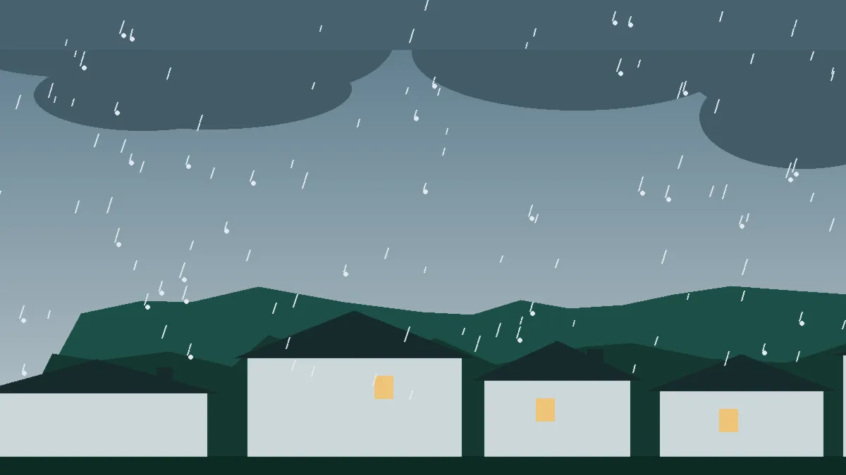 Hail Damage Roof Repair & Replacement Cimarron, CO — storm light over rooftops in Cimarron, Colorado