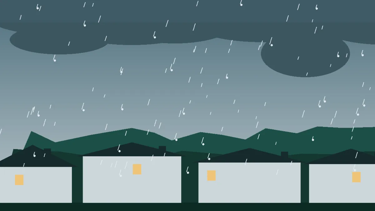 Hail Damage Roof Repair & Replacement Climax, CO — storm light over rooftops in Climax, Colorado
