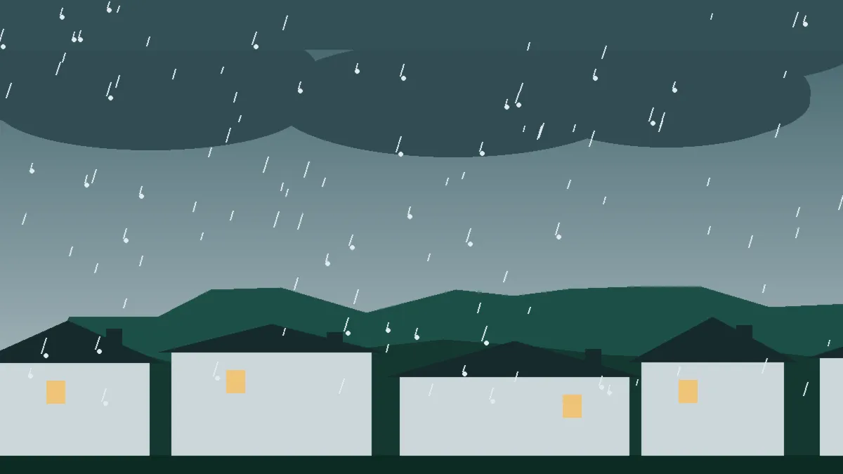 Hail Damage Roof Repair & Replacement Coal Creek, CO — storm light over rooftops in Coal Creek, Colorado