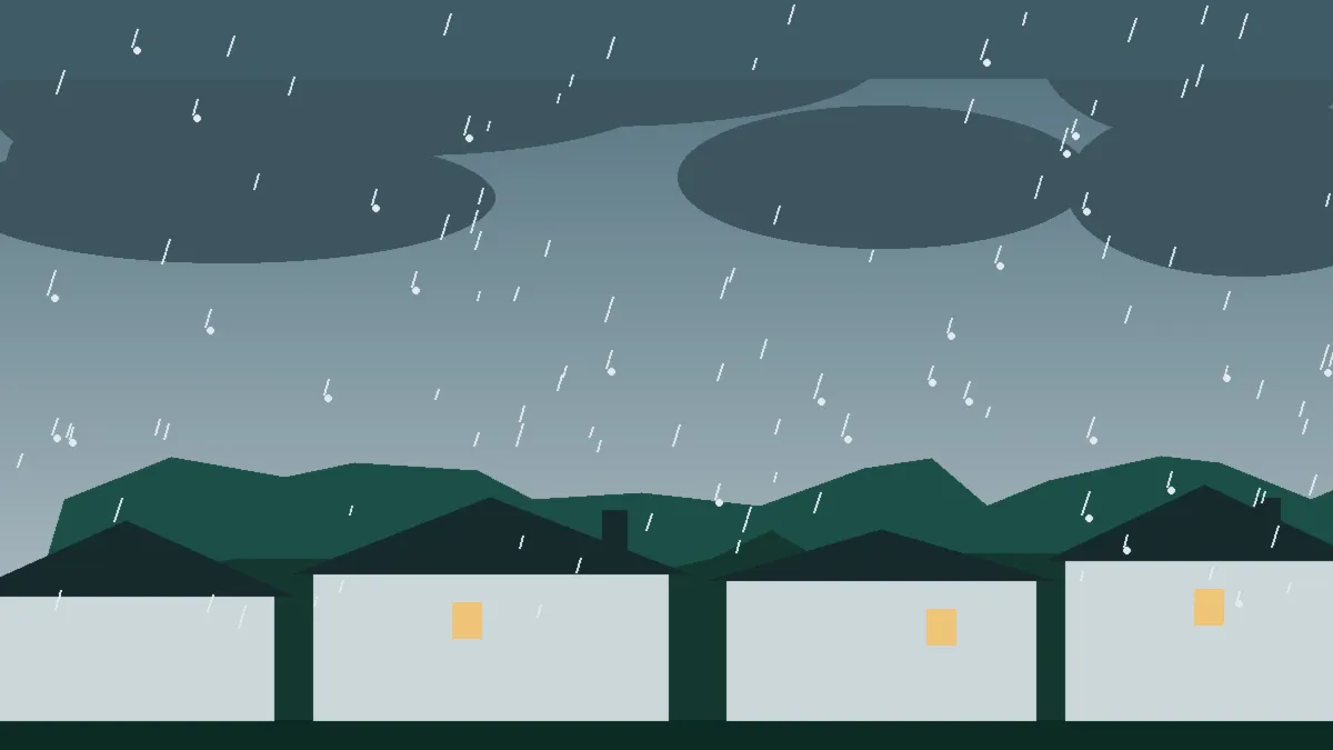 Hail Damage Roof Repair & Replacement Commerce City, CO — storm light over rooftops in Commerce City, Colorado
