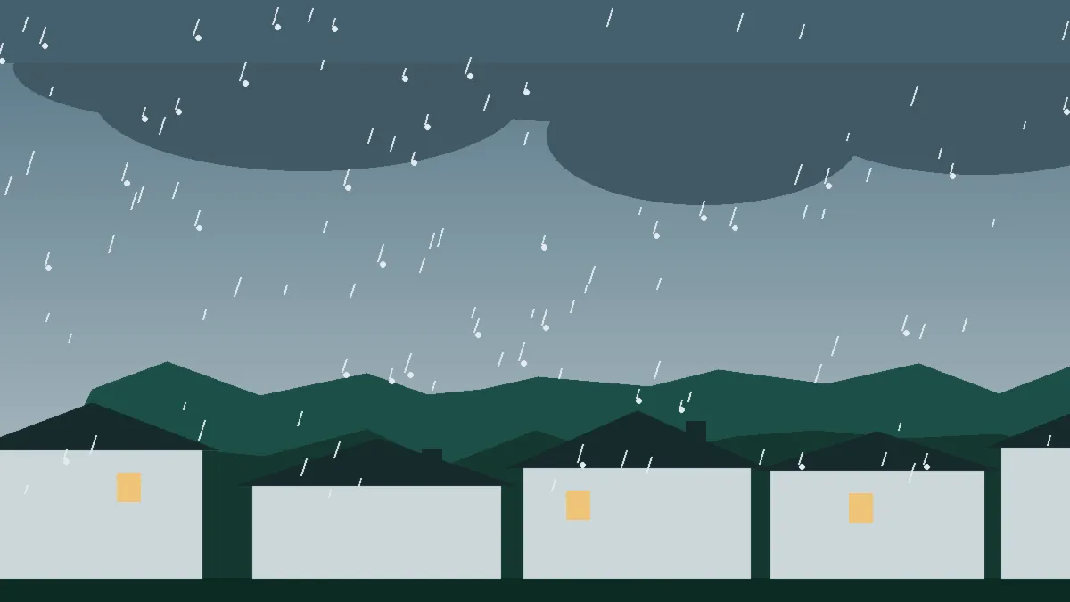 Hail Damage Roof Repair & Replacement Como, CO — storm light over rooftops in Como, Colorado