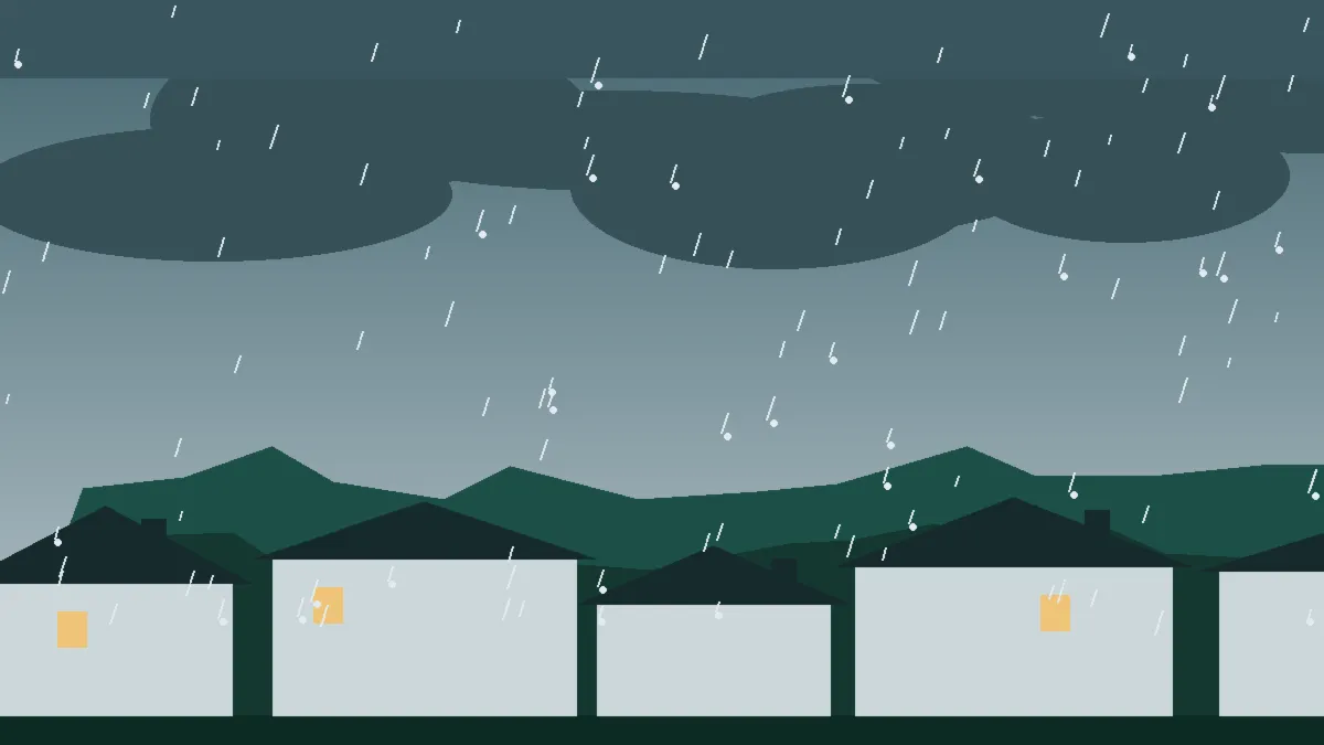 Hail Damage Roof Repair & Replacement Cope, CO — storm light over rooftops in Cope, Colorado