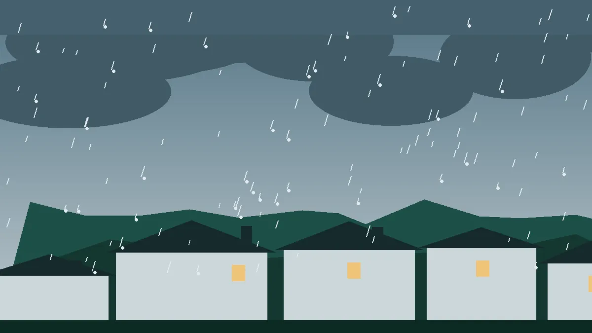 Hail Damage Roof Repair & Replacement Crawford, CO — storm light over rooftops in Crawford, Colorado