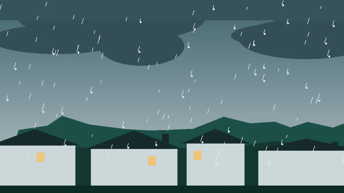 Hail Damage Roof Repair & Replacement Crowley, CO — storm light over rooftops in Crowley, Colorado